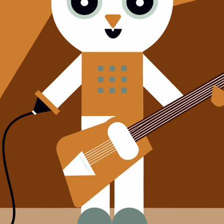 cute penguin playing guitar. vector illustration in flat design styleのイラスト素材
