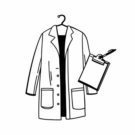 doctor coat with clipboard and hanger icon cartoon vector illustration graphic designのイラスト素材