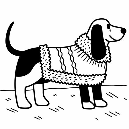 A vector illustration of a Cocker Spaniel wearing a scarf.のイラスト素材
