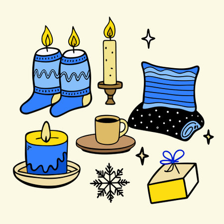 Christmas and New Year hand drawn doodles. Vector illustration.のイラスト素材