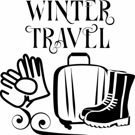 Winter Traveler with Suitcase and Gloves.Vector illustration ready for vinyl cutting.のイラスト素材