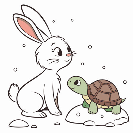 Rabbit and turtle. Vector illustration of a bunny and turtle.のイラスト素材