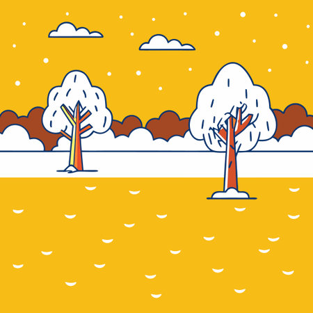 Winter landscape with trees in the snow. Vector illustration in a flat style.のイラスト素材