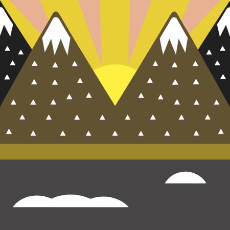 Mountains in the flat style. Vector illustration for your design.のイラスト素材