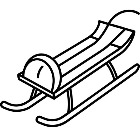Sled black and white icon. Vector illustration isolated on white background.のイラスト素材