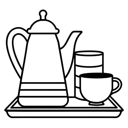 coffee teapot and cup with saucer vector illustration designのイラスト素材