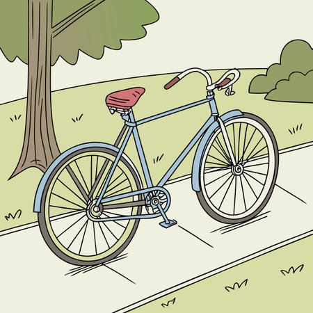 Bicycle in the park. Vector illustration of a bicycle in the park.のイラスト素材