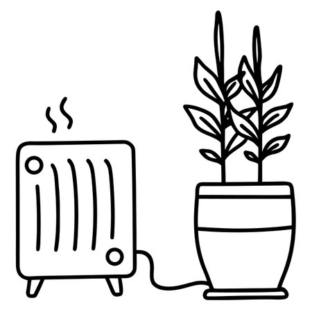 Home heater icon. Outline home heater vector icon for web design isolated on white backgroundのイラスト素材