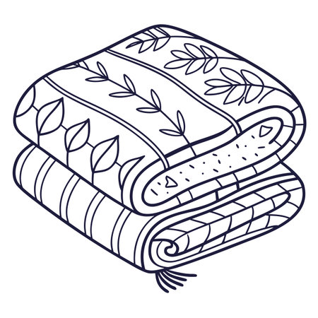 Hand drawn doodle vector illustration of a stack of towels.のイラスト素材