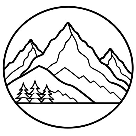 Mountains icon. Outline illustration of mountains vector icon for webのイラスト素材