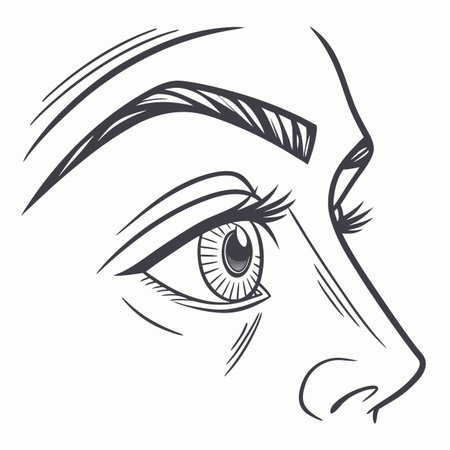 Vector image of the face of a beautiful girl with long eyelashesのイラスト素材