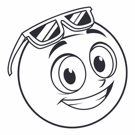 Funny emoticon with sunglasses. Vector illustration of a funny emoticon.のイラスト素材