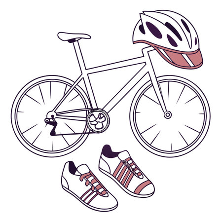 Bicycle with helmet and sneakers vector illustration graphic design vector illustration graphic designのイラスト素材
