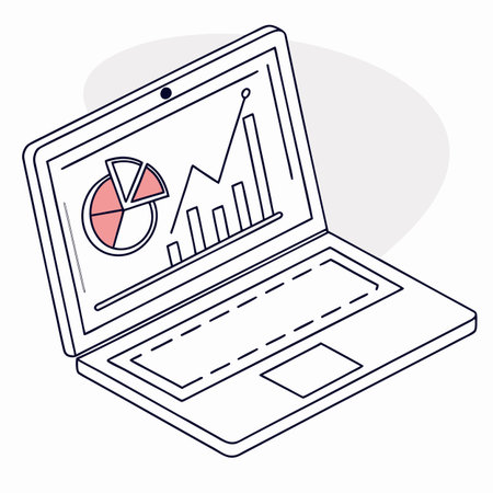 laptop computer with statistics graphic vector illustration graphic design vector illustration graphic designのイラスト素材