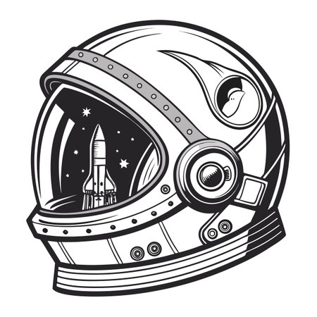 Astronaut helmet. Vector illustration in monochrome style.のイラスト素材