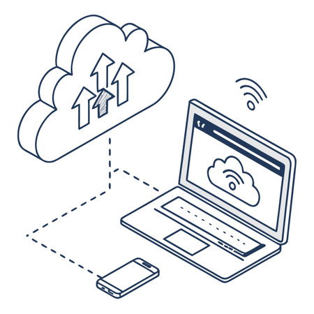 Cloud computing concept. Laptop, smartphone and cloud. Vector illustration.のイラスト素材