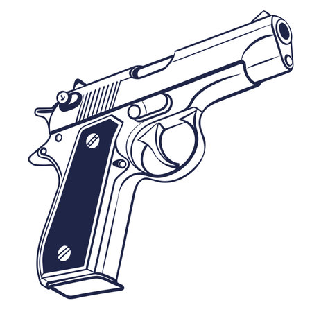 Handgun. Isolated on a white background. Vector illustration.のイラスト素材
