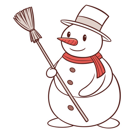 snowman with broom vector illustration graphic design vector illustration graphic designのイラスト素材