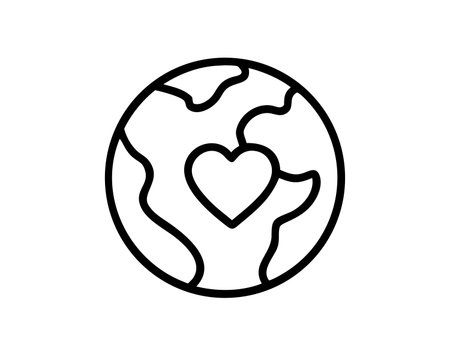 world with heart icon over white background, line style, vector illustrationのイラスト素材