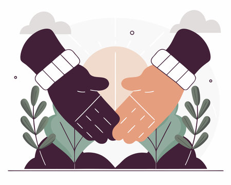 Handshake. Concept of friendship. Vector illustration in flat style.のイラスト素材