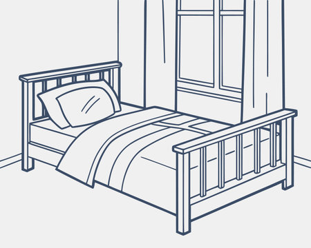 Bedroom furniture graphic design, vector illustration eps10 hand drawnのイラスト素材