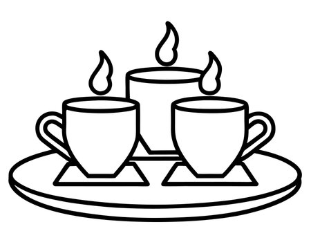 coffee cups and candles icon cartoon in black and white vector illustration graphic designのイラスト素材