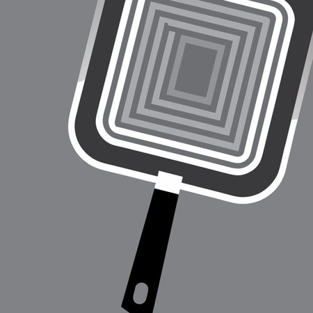 Vector illustration of a frying pan on a gray background with a shadowのイラスト素材