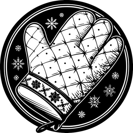 Mitten and snowflakes.Vector illustration ready for vinyl cutting.のイラスト素材