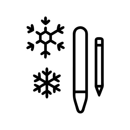 Pencil and snowflakes icon vector. A thin line sign. Isolated contour symbol illustrationのイラスト素材
