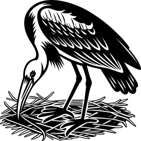 Elegant Stork.Vector illustration ready for vinyl cutting.のイラスト素材