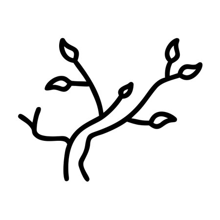 branches with leaves icon over white background, line style, vector illustrationのイラスト素材