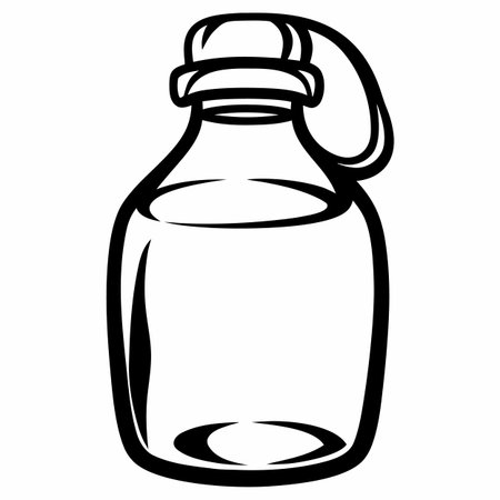Illustration of a glass bottle with a cap on a white backgroundのイラスト素材