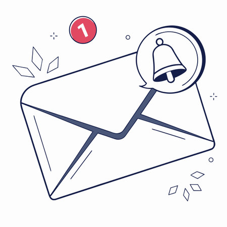 Envelope with bell icon. Vector illustration in thin line styleのイラスト素材