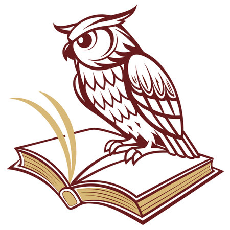 An elegant owl symbol representing wisdom, learning, and academic achievement for educational branding.のイラスト素材