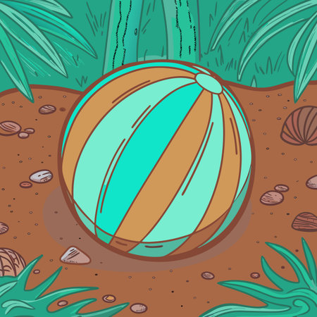 Vibrant and colorful inflatable beach ball illustration perfect for summer vacation and pool party designs.のイラスト素材