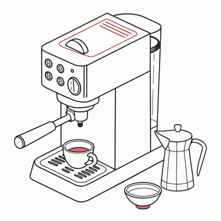 A simple line-based coffee maker icon suitable for restaurant menus, kitchenware graphics, and cafe logos.のイラスト素材
