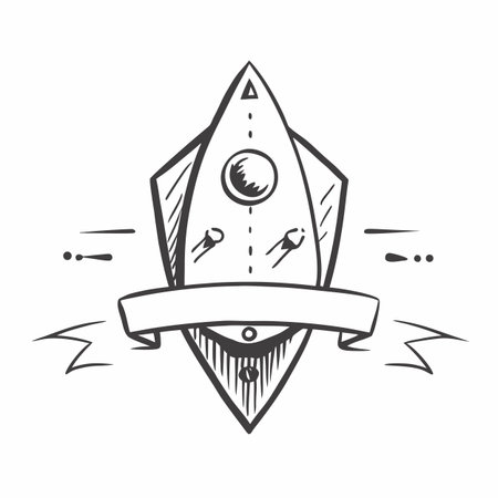 A clean line art icon of a rocket launching, symbolizing innovation, success, and progress.のイラスト素材