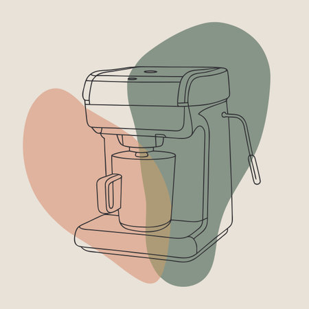A sleek and minimal vector outline of a professional coffee machine for home or commercial use.のイラスト素材