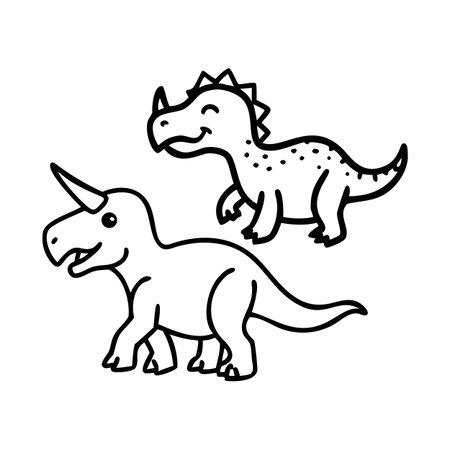 A collection of friendly dinosaur outlines including T-Rex and Triceratops for creative children's projects.のイラスト素材