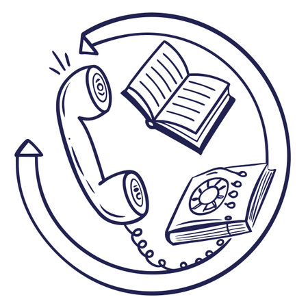 A modern hand-drawn circular logo combining a smartphone and a study symbol, representing mobile learning and digital education.のイラスト素材