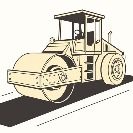Asphalt road roller isolated on a white background. Vector illustration.のイラスト素材