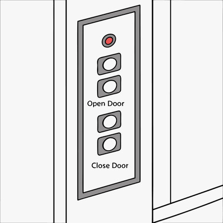 An isolated, detailed vector illustration of an elevator control panel featuring various buttons for floor selection and functions.のイラスト素材