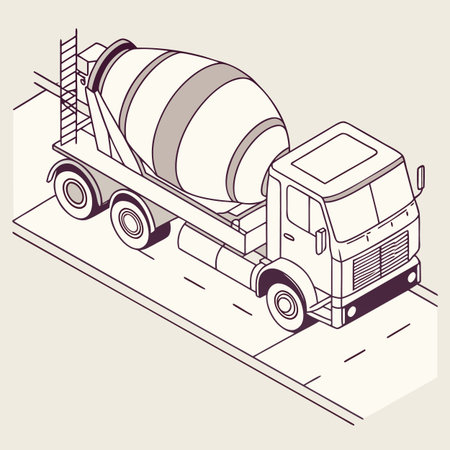 Concrete mixer truck on the road. Isometric vector illustration.のイラスト素材