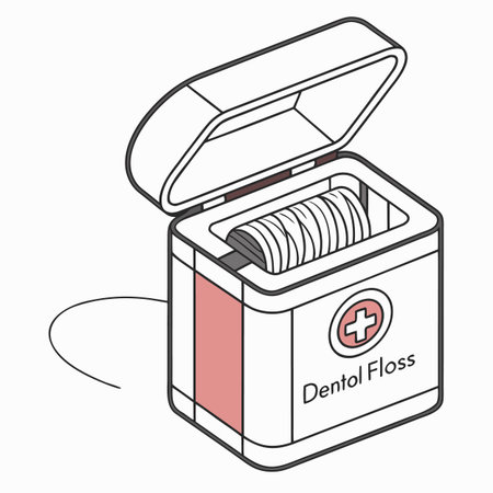 A clean vector illustration of a dental floss container, representing oral hygiene and daily care routines. Perfect for health and wellness content.のイラスト素材