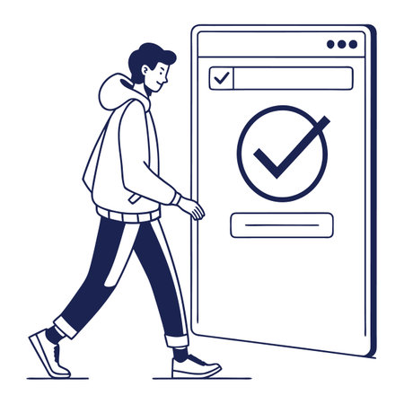 A crisp outline vector icon signifying a successful user login, designed for modern digital interfaces.のイラスト素材