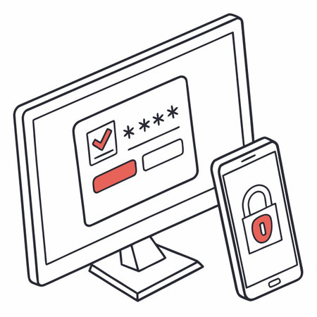 A clean outline vector icon for two-factor authentication, symbolizing multi-layered security and verified login processes.のイラスト素材