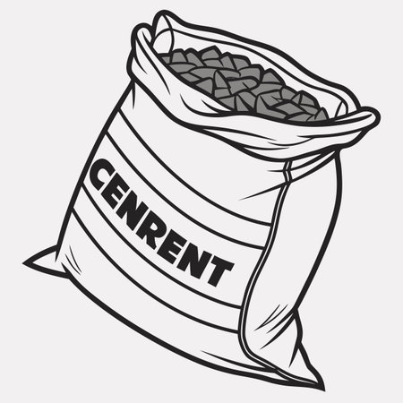 A single concrete cement bag, a fundamental material for construction projects, isolated on a clean background.のイラスト素材