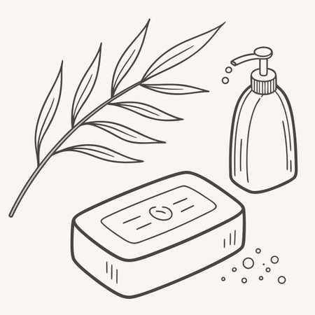 A single bar of soap presented minimally, highlighting a fundamental element of personal hygiene and cleanliness.のイラスト素材