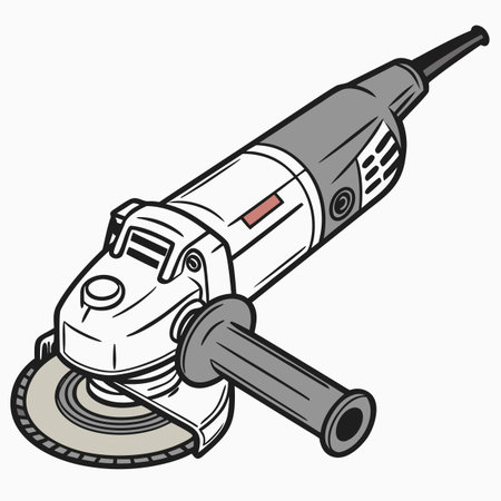 A professional angle grinder tool, depicted isolated on a white background, representing essential equipment for construction and metalworking tasks.のイラスト素材