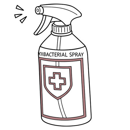 Illustration of a Hand Sanitizer Bottle with an Antiseptic Sprayingのイラスト素材